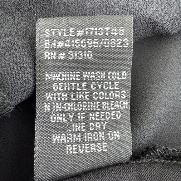 Stitch Fix Fortune + Ivy Womens Blouse Top Size M Embroidered V Neck Flowy Black - Picture 6 of 7